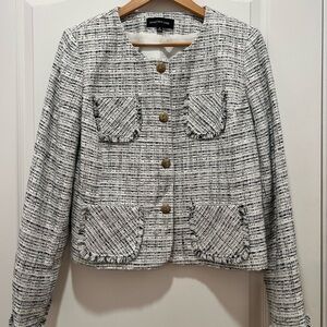 Jones New York Women's Black and White Tweed Blazer